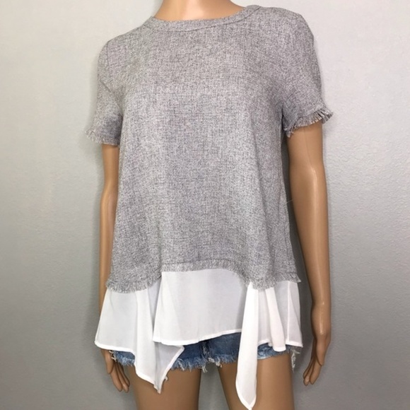Doe & Rae Tops - Doe & Rae Grey Short Sleeve Layered Top